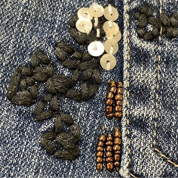 Vintage American Exchange boho embellished kick crop jeans size 32 - Picture 9 of 16